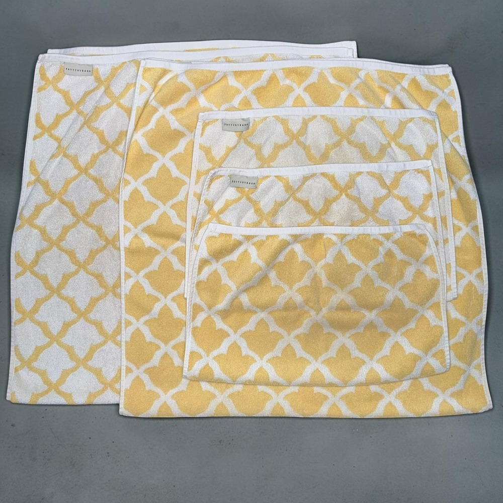 POTTERY BARN Set Of 4 Marlo Marigold Organic Cotton Turkish Towels 2 Bath 2 Hand